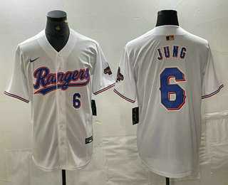 Mens Texas Rangers #6 Josh Jung Number White 2024 Gold Collection Limited Cool Base Jersey->texas rangers->MLB Jersey